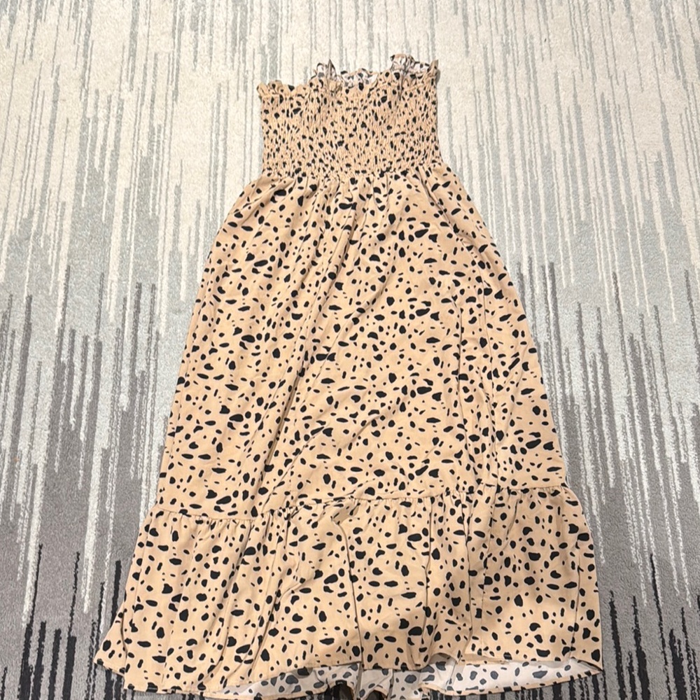 Sleeveless Smocked Animal Print Maxi Dress SIZE XL